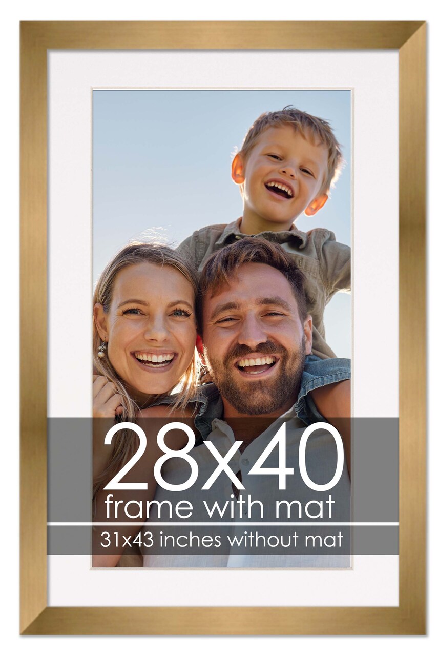 28x40 Frame with Mat - Bronze 31x43 Frame Wood Made to Display Print or Poster Measuring 28 x 40 Inches with White Photo Mat
